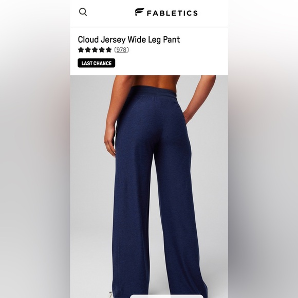 Fabletics Cloud Jersey Wide Leg Pants; Size L; Deep Navy Heather; NWT - Picture 4 of 6